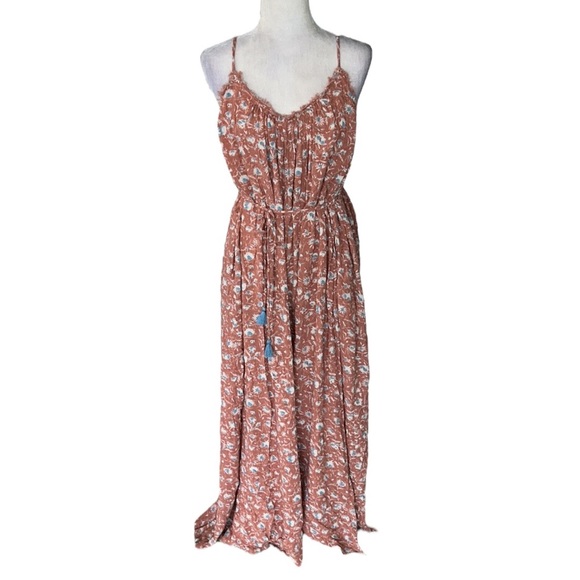 NWT Aakaa Floral Tie Waist Tassel Wide Leg Cropped Jumpsuit - S - Picture 4 of 16